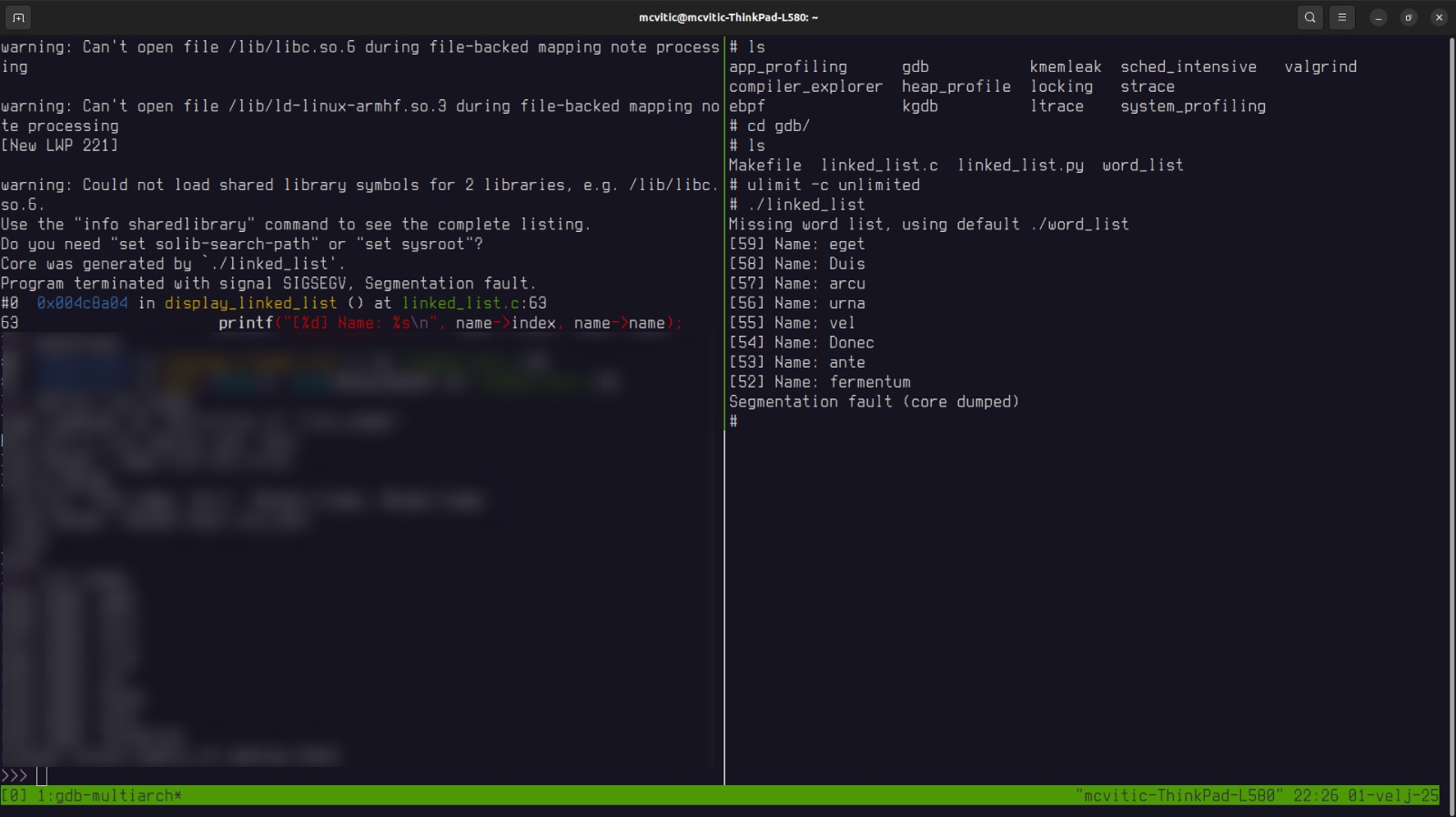 core dump in GDB core dump in GDB