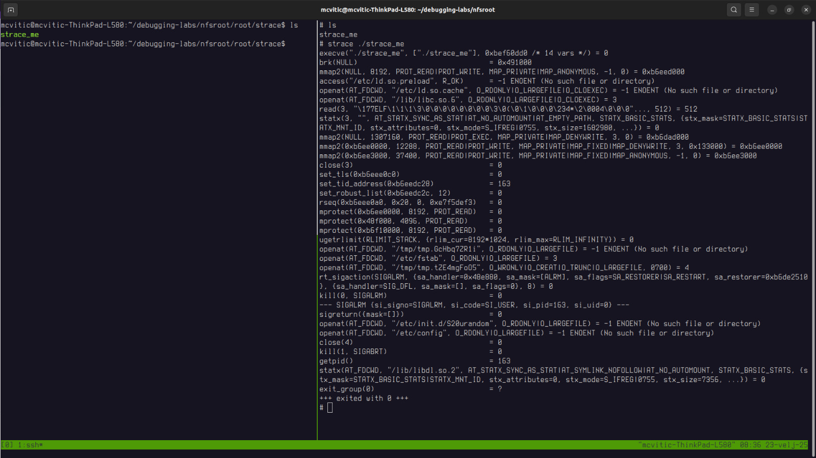 strace output strace output